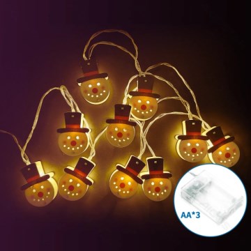 Aigostar - LED коледен гирлянд с 20 LED лампички, захранване 3×AA, 3 м, топла бяла светлина, снежен човек