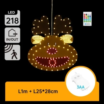 Aigostar - LED коледна декорация 218xLED/3xAA IP44 + дистанционно управление елен 28 см