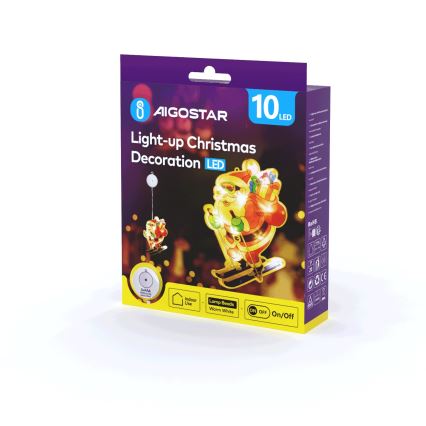 Aigostar - LED Коледна декорация LED/3xAAA Дядо Коледа на ски 23 см