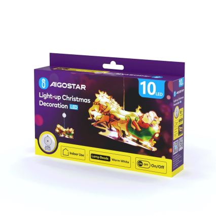 Aigostar - LED Коледна декорация LED/3xAAA Дядо Коледа с елени 13,4 см