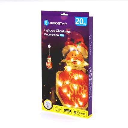 Aigostar - LED Коледна декорация LED/3xAAA Дядо Коледа с табела 45 см