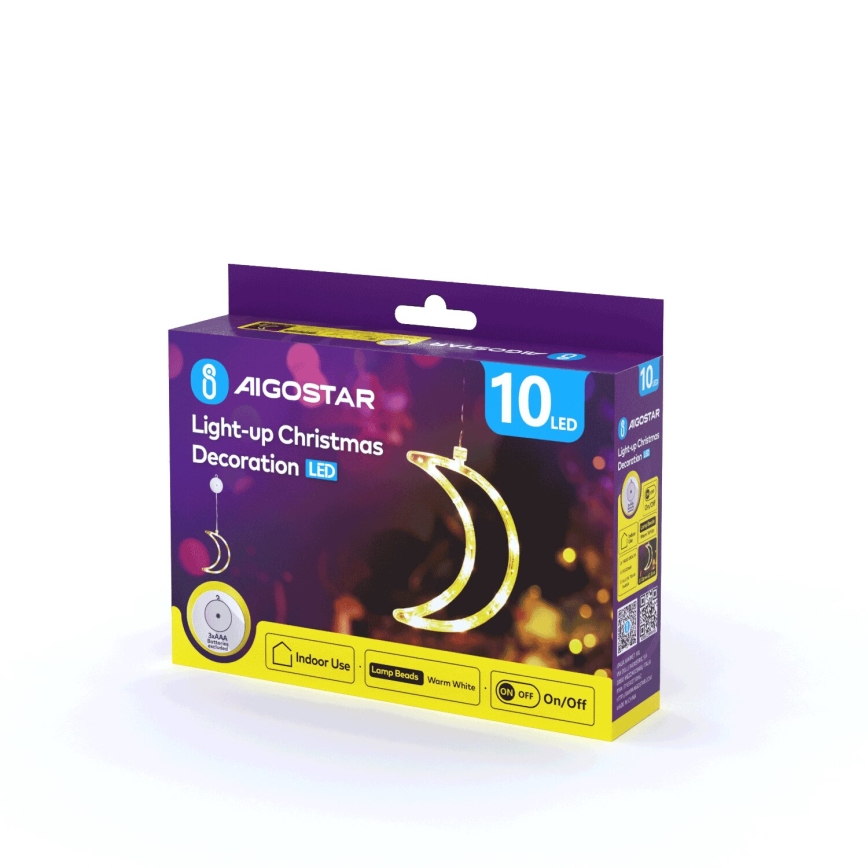 Aigostar - LED Коледна декорация LED/3xAAA луна 18,5 см