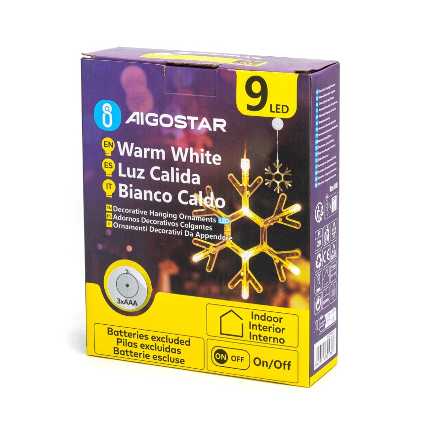 Aigostar - LED Коледна декорация LED/3xAAA топло бял снежинка 19 см