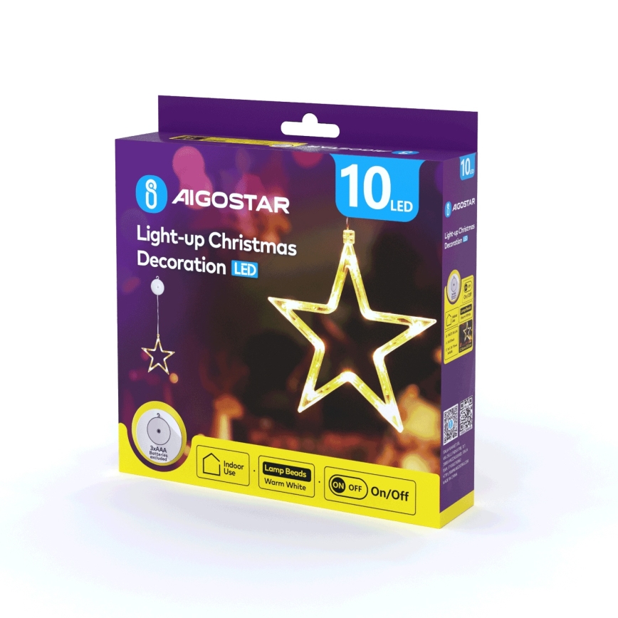Aigostar - LED Коледна декорация LED/3xAAA звезда 19 см