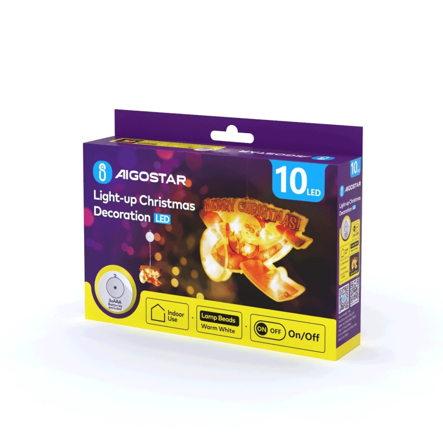 Aigostar - LED Коледна декорация LED/3xAAA Коледен самолет 17 см