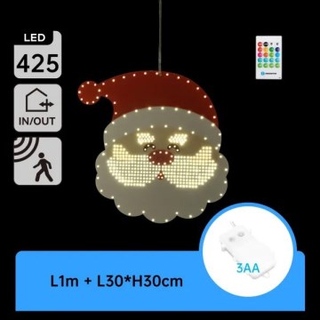 Aigostar - LED коледна декорация Santa, 425xLED/3xAA, IP44 + с дистанционно управление, 30 см