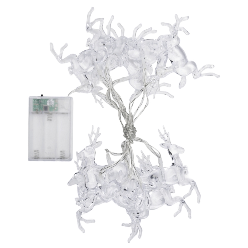 Aigostar - LED коледна гирлянда 10xLED/3xAA 1,5m топла бяла с елени
