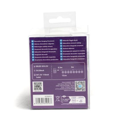 Aigostar - LED коледна гирлянда 20xLED/3xAA 3,3m снежинки
