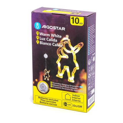 Aigostar - LED коледна украса 10xLED/3xAAA Дядо Коледа 20 см