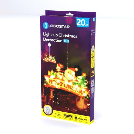Aigostar - LED коледна украса 20xLED/3xAAA Весела Коледа 23 см