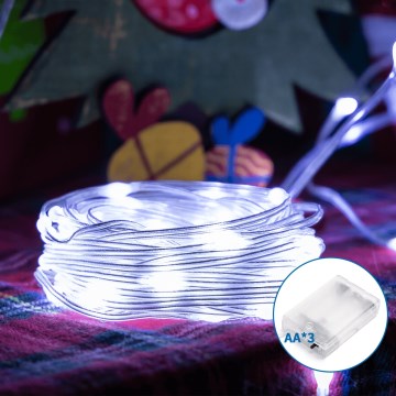 Aigostar - LED Коледни лампички 100xLED/3xAA 10,3 м студено бял