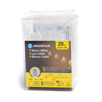Aigostar - LED Коледни лампички 20xLED/3xAA 3,3 м дървета