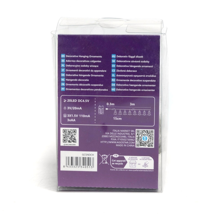 Aigostar - LED Коледни лампички 20xLED/3xAA 3,3 м дървета