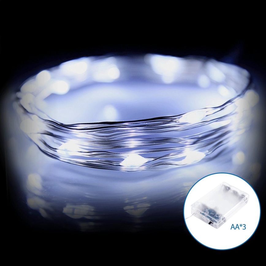 Aigostar - LED Коледни лампички 50xLED/3xAA 5,3 м студено бял