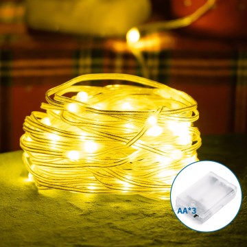 Aigostar - LED Коледни лампички 50xLED/3xAA 5,3 м топло бял