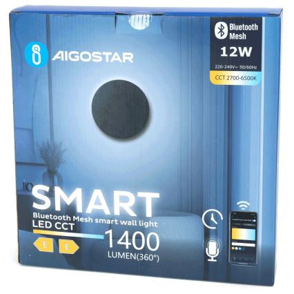 Aigostar - LED регулируемо стенен осветител MESH Smart LED/12W/230V 2700-6500K черен