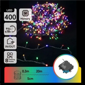 Aigostar - Многоцветна LED външна коледна гирлянда, 400 LED, 8 режима, 4xAA, 20,3 m, IP44