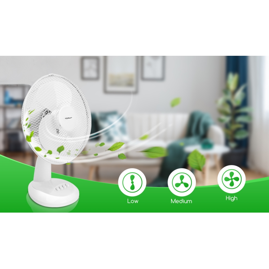 Aigostar - Настолен вентилатор 35W/230V 34 cм бял