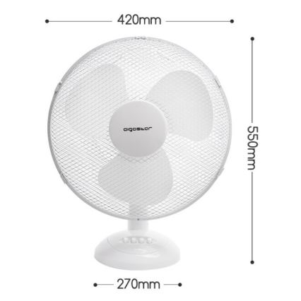 Aigostar - Настолен вентилатор 45W/230V 34 cм бял