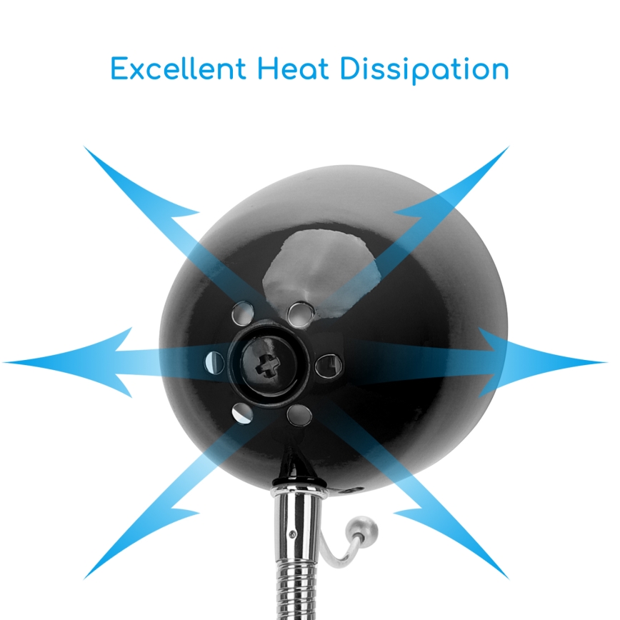 Aigostar - Настолна лампа 1xE27/36W/230V черен/лъскав хром