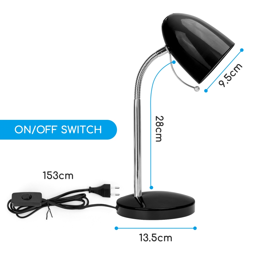 Aigostar - Настолна лампа 1xE27/36W/230V черен/лъскав хром