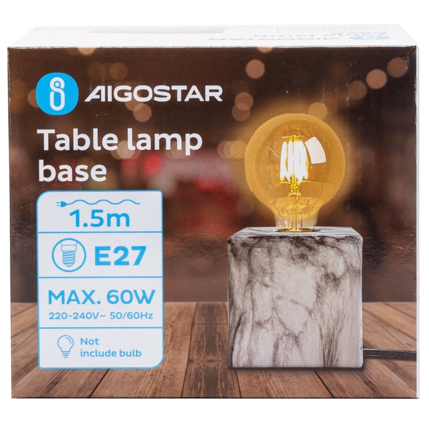 Aigostar - Настолна лампа 1xE27/60W/230V бял/сив