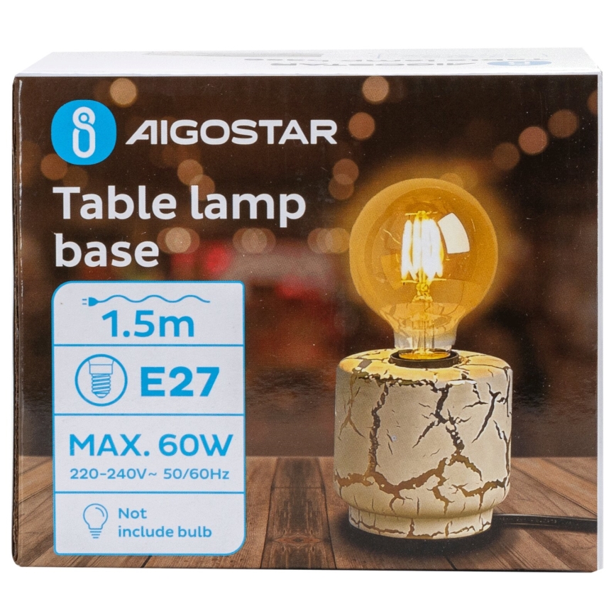 Aigostar - Настолна лампа 1xE27/60W/230V бял/златист