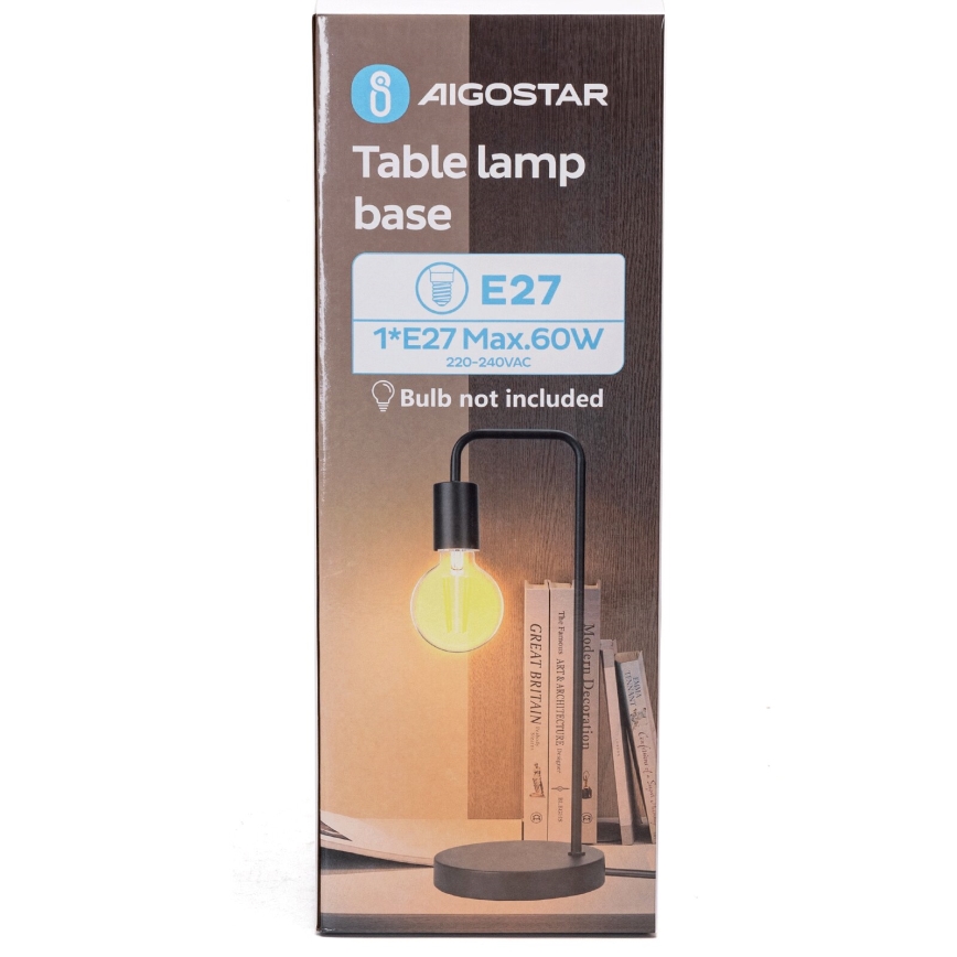 Aigostar - Настолна лампа 1xE27/60W/230V черен