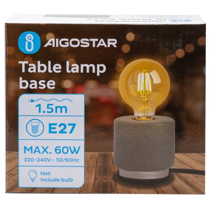 Aigostar - Настолна лампа 1xE27/60W/230V сив