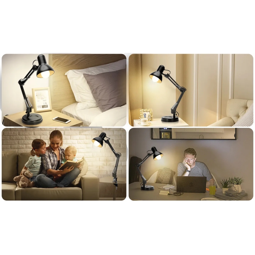 Aigostar - Настолна лампа 2в1 1xE27/40W/230V черен