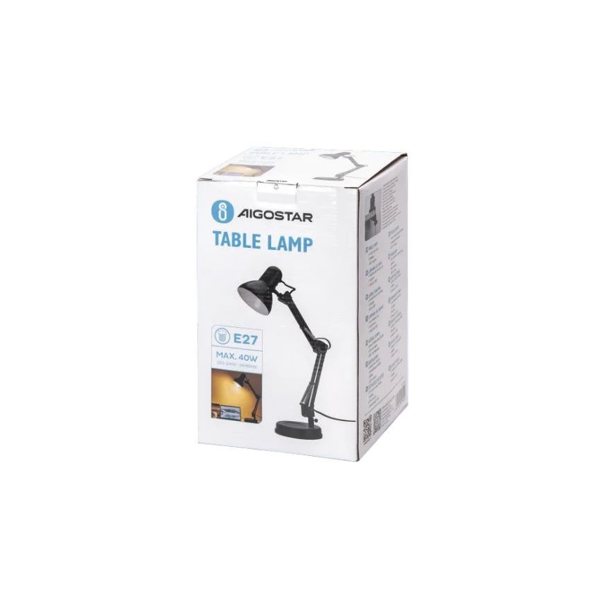 Aigostar - Настолна лампа 2в1 1xE27/40W/230V черен