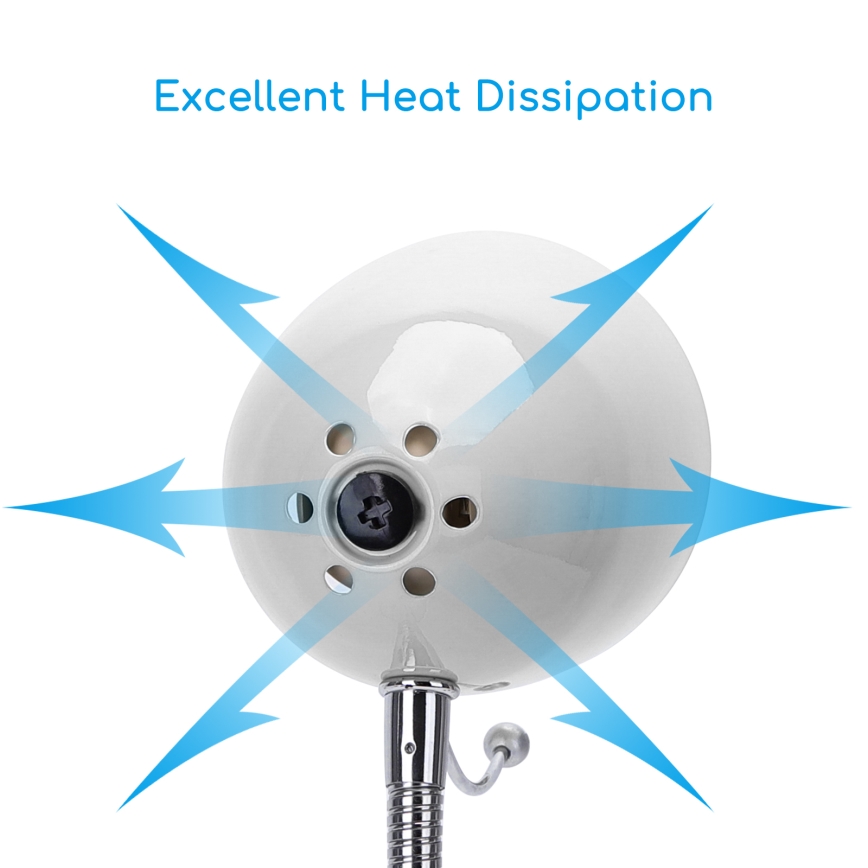 Aigostar -  Настолна лампа с щипка 1xE27/11W/230V бял/лъскав хром