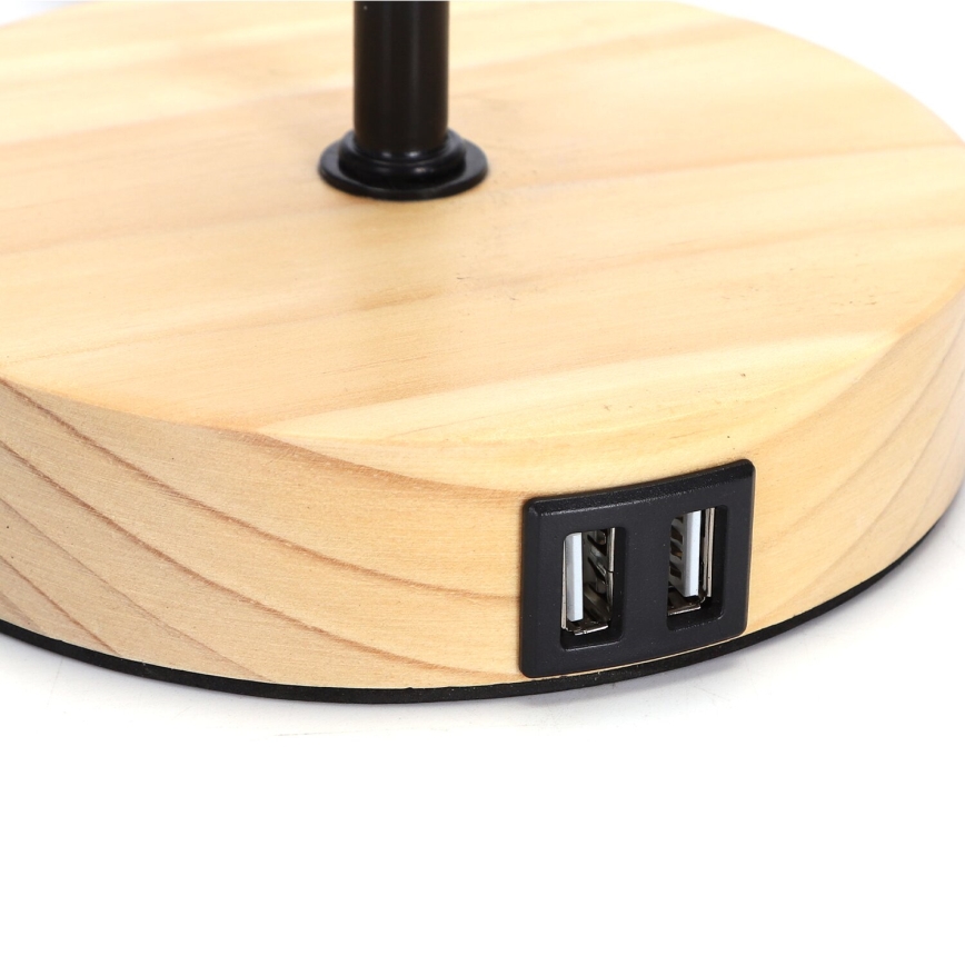 Aigostar - Настолна лампа с USB порт 1xE27/40W/230V бежов