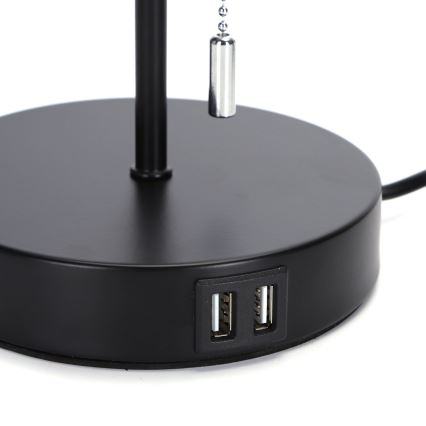 Aigostar - Настолна лампа с USB порт 1xE27/40W/230V черен