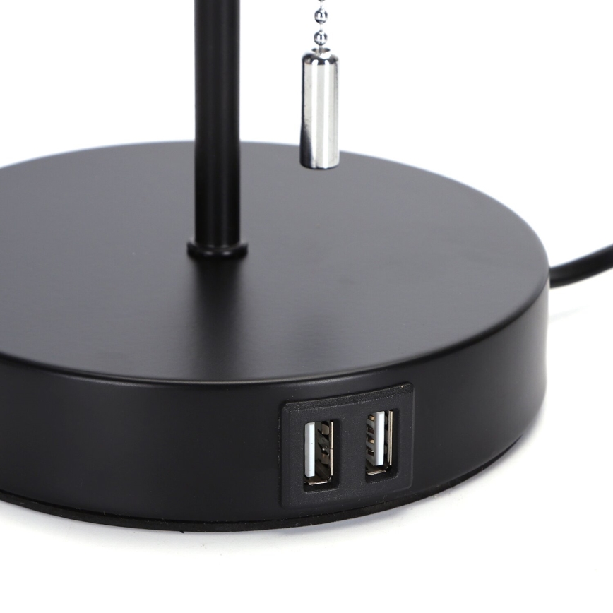 Aigostar - Настолна лампа с USB порт 1xE27/40W/230V черен