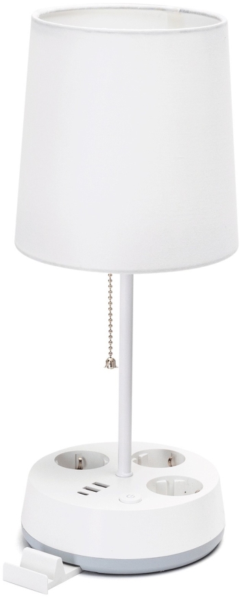 Aigostar - Настолна лампа с вградени контакти и USB портове 1xE27/60W/230V бяла
