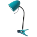 Aigostar -  Настолна лампа с щипка 1xE27/11W/230V синя/хром