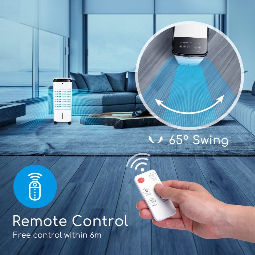 Aigostar - Охладител на въздух 60W/230V бял/черен + дистанционно управление