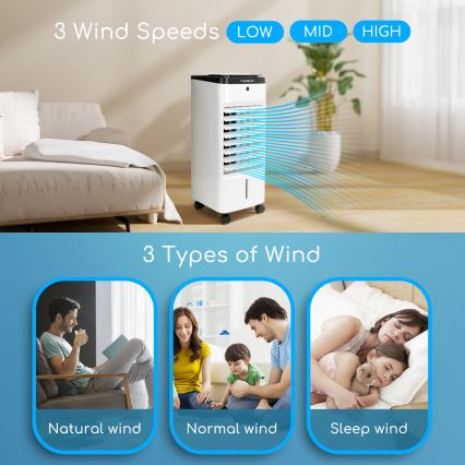Aigostar - Охладител за въздух 60W/230V бял/черен + дистанционно управление