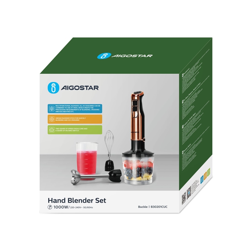 Aigostar - Пасатор 1000W/230V роза златист