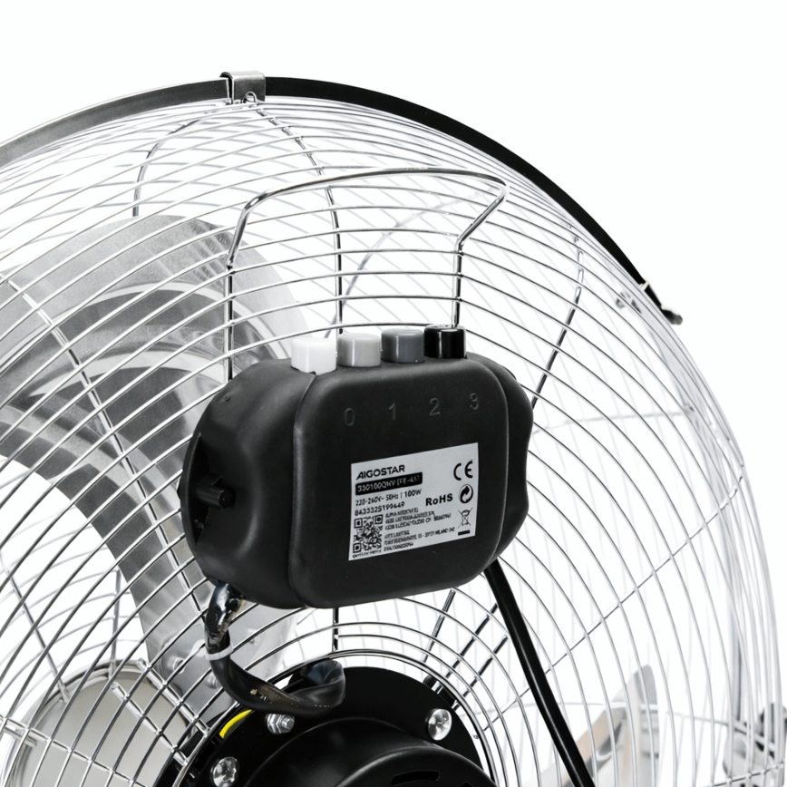 Aigostar - Подов вентилатор 100 W / 230 V, Ø 54 см, лъскав хром