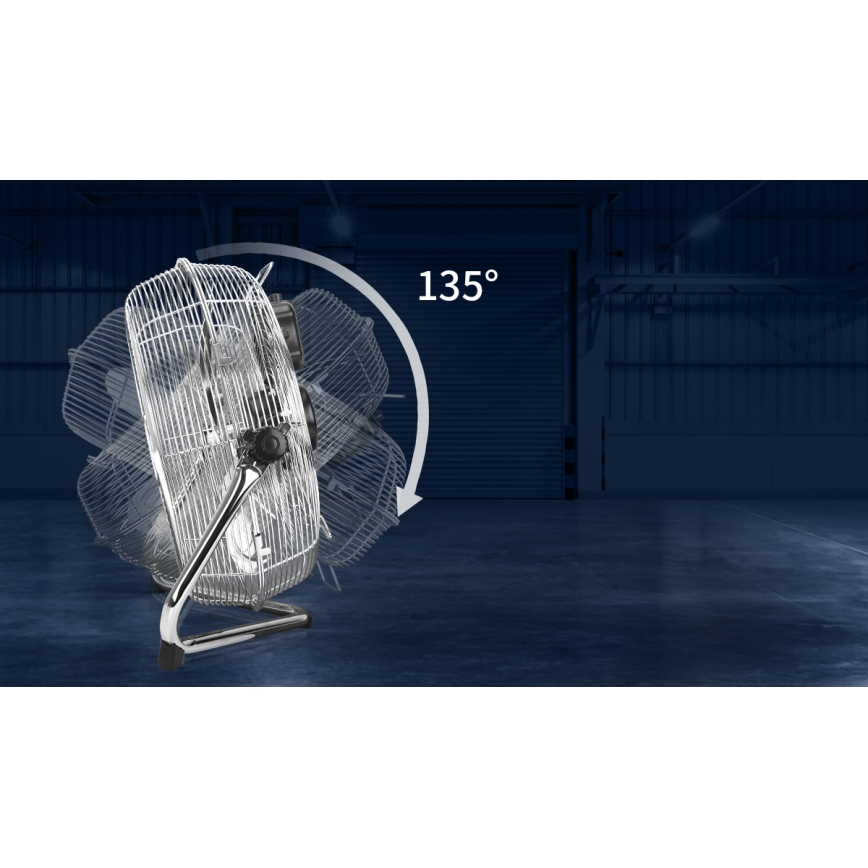 Aigostar - Подов вентилатор 100W/230V, с диаметър 54 см, лъскав хром