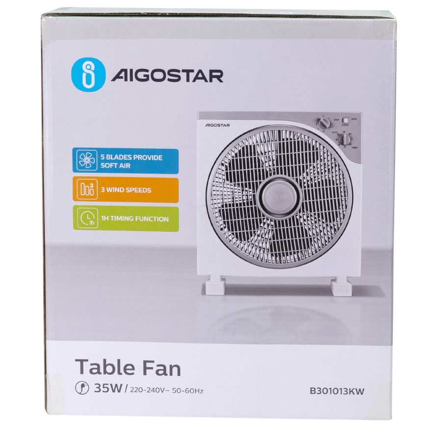 Aigostar - Подов вентилатор 35W/230V пр. 30 см бял/сив
