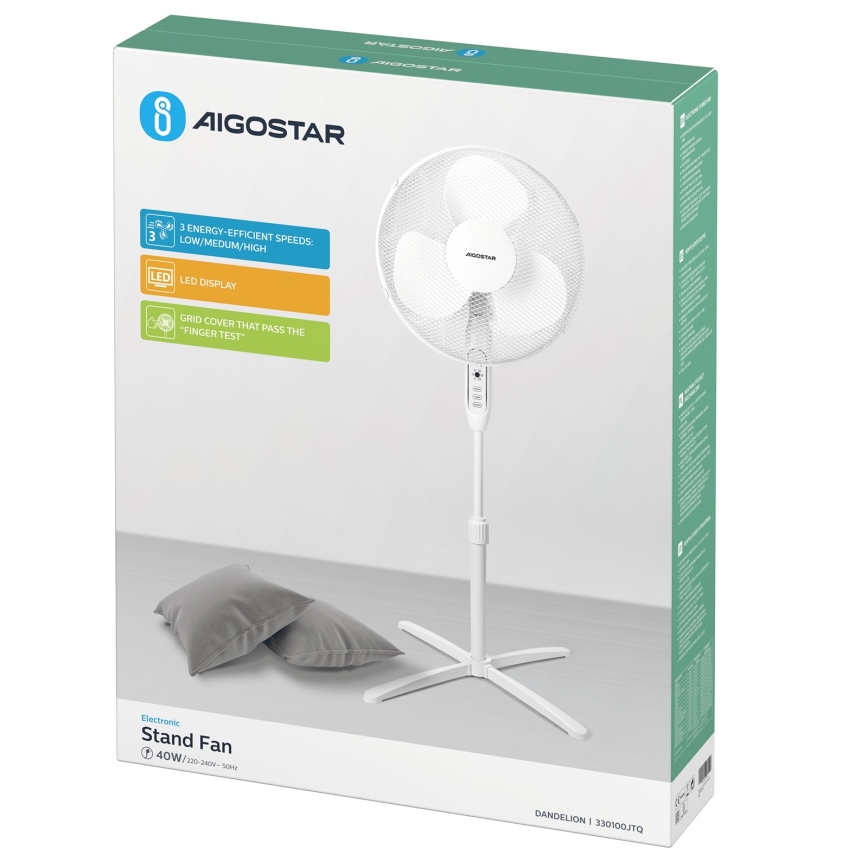 Aigostar - Подов вентилатор 40W/230V 120 см бял
