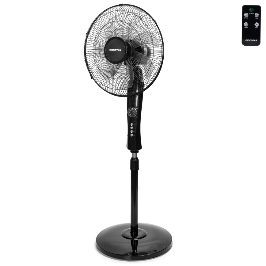 Aigostar - подов вентилатор 50W/230V черен + дистанционно управление