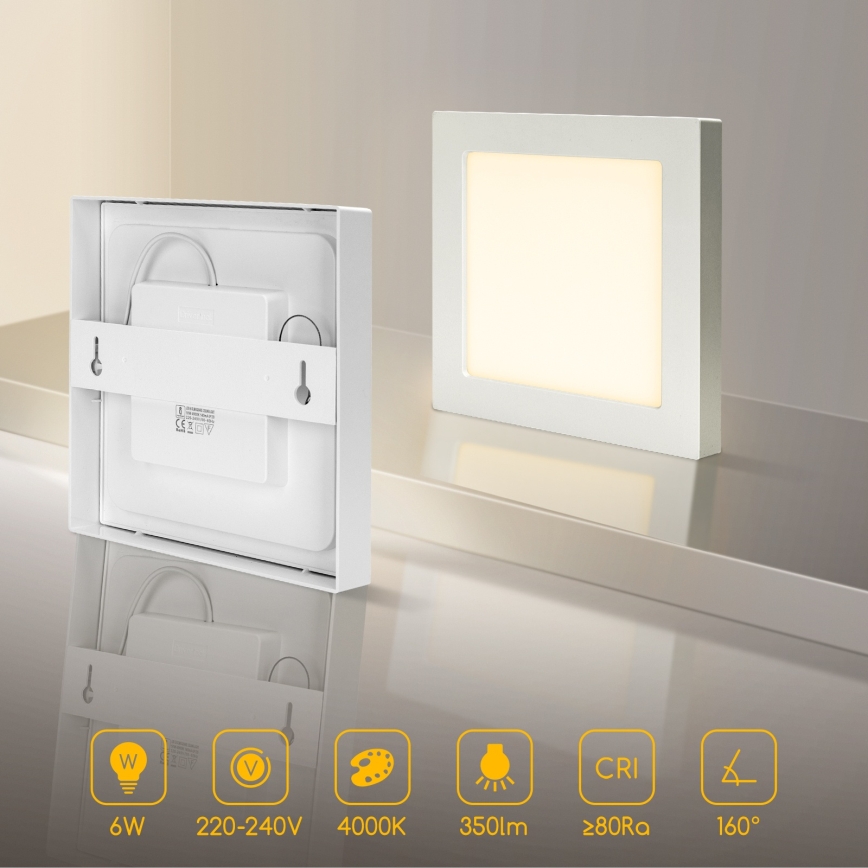 Aigostar - Повърхностно монтиран таванен LED плафон LED/6W/230V 4000K 12,2x12,2 cm бял