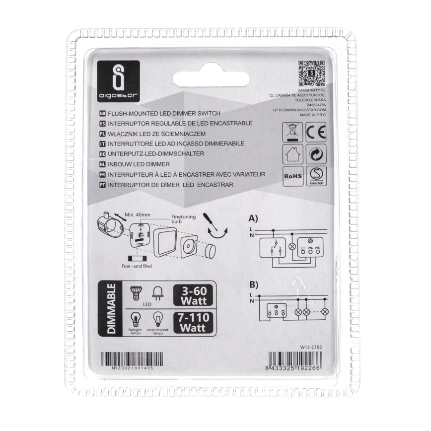 Aigostar - Ротационен димер 110W/230V бял