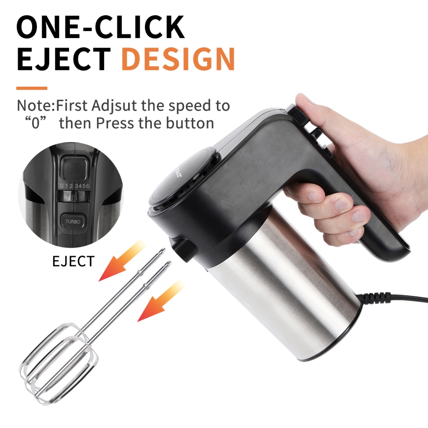 Aigostar - Ръчен миксер 300W/230V черен/матов хром