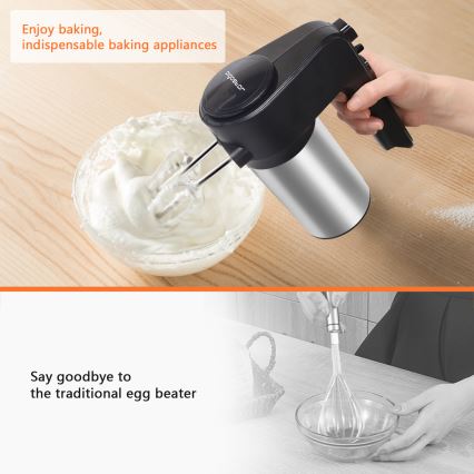 Aigostar - Ръчен миксер 300W/230V черен/матов хром