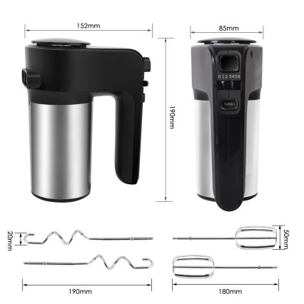 Aigostar - Ръчен миксер 300W/230V черен/матов хром